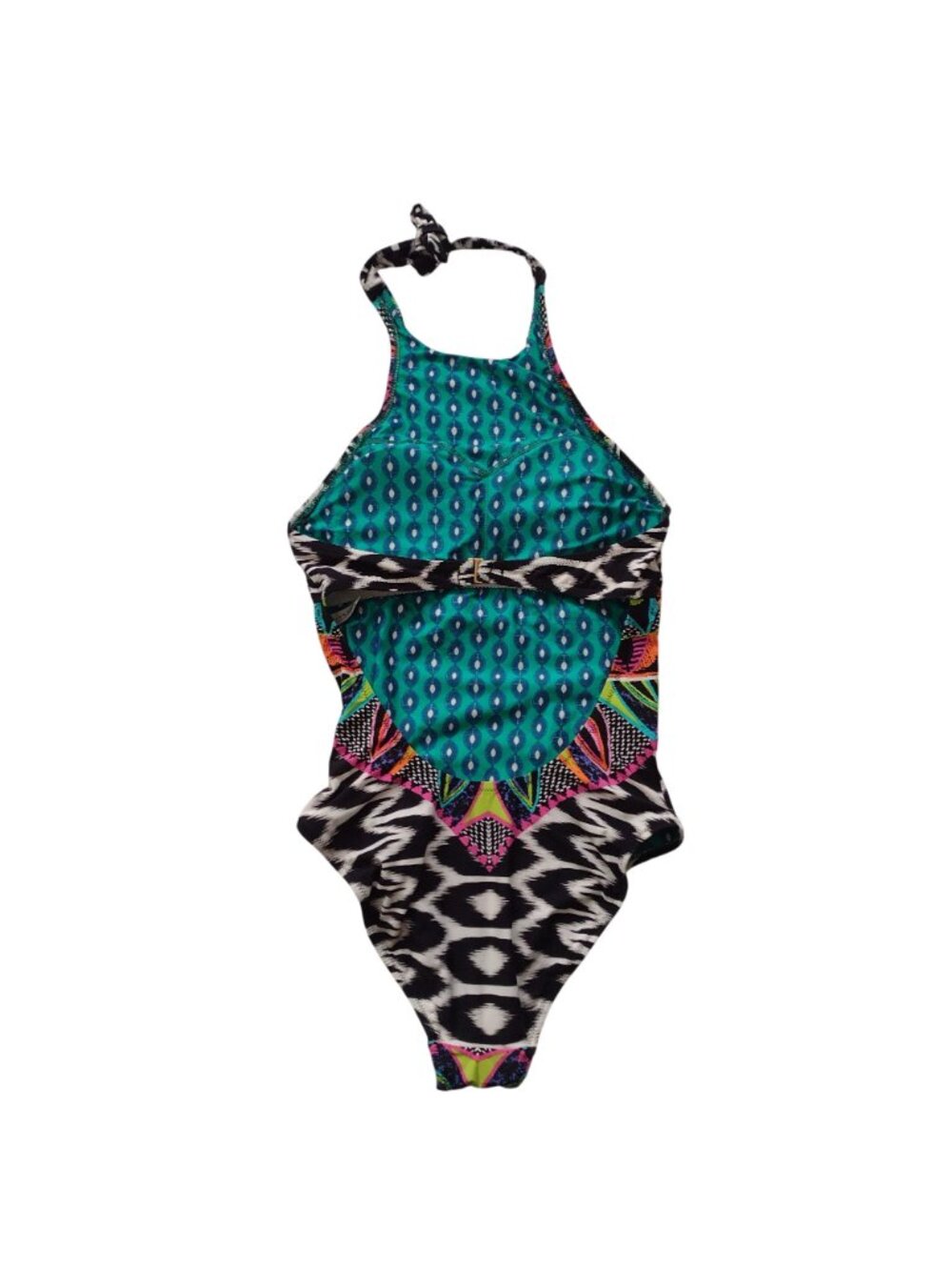 Trina Turk Africana High Neck Swimsuit M Colorful Printed High Leg One Piece - Picture 6 of 11